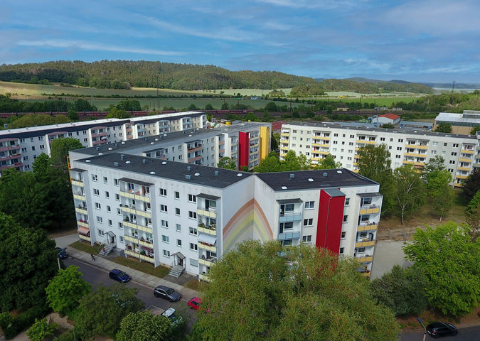 Blick auf einen Teil des Quartiers Regenstein aus luftiger Höhe